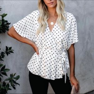 Vici Polka Dot Wrap Blouse